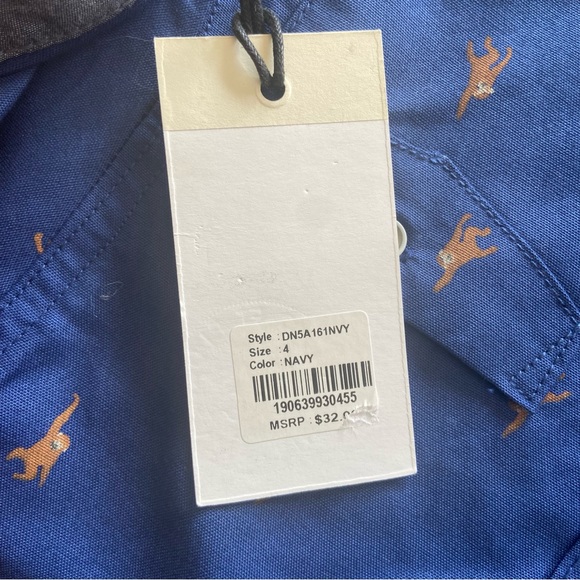 Paper Denim & Cloth Monkey Print Button Down Short Size 4 NWT - Picture 3 of 7